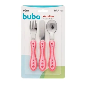 Kit 3 Talheres Estrelinha Inox Rosa - Buba