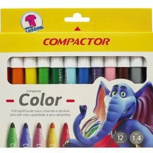 Kit Caneta Lavavel Compactor Color 12Un (12 Cores)