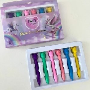 Kit Giz De Cera Unicornio 6 Cores - Fofy