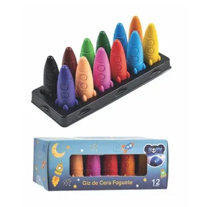 Kit Giz De Cera Foguete 12 Cores - Fofy