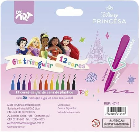 Giz Triangular 12 Cores Princesas - Dac Art - Imagem 2