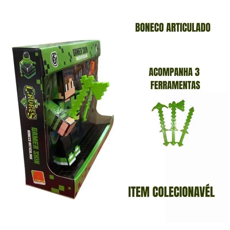 Boneco Minecraft Cadres Articulado 15 Cm Com 3 Acessórios - Algazarra - Imagem 2